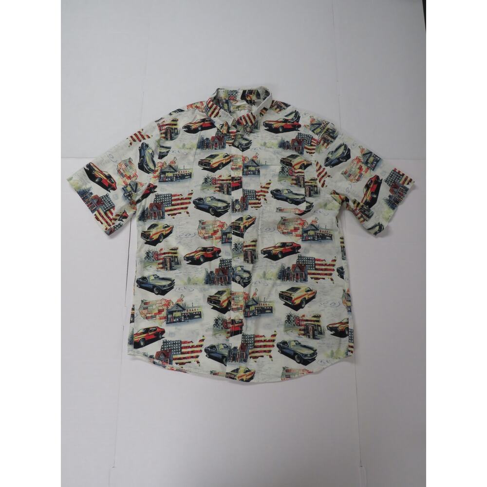 Joe Marlin Men's 3X Shirt 100% Cotton Cars USA Route 66 Flag